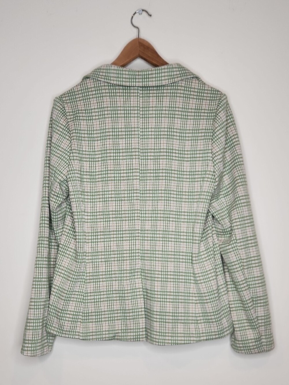Skies Are Blue Women's Green & Brown Plaid Blazer Jacket Size Medium Tailored - Picture 9 of 9